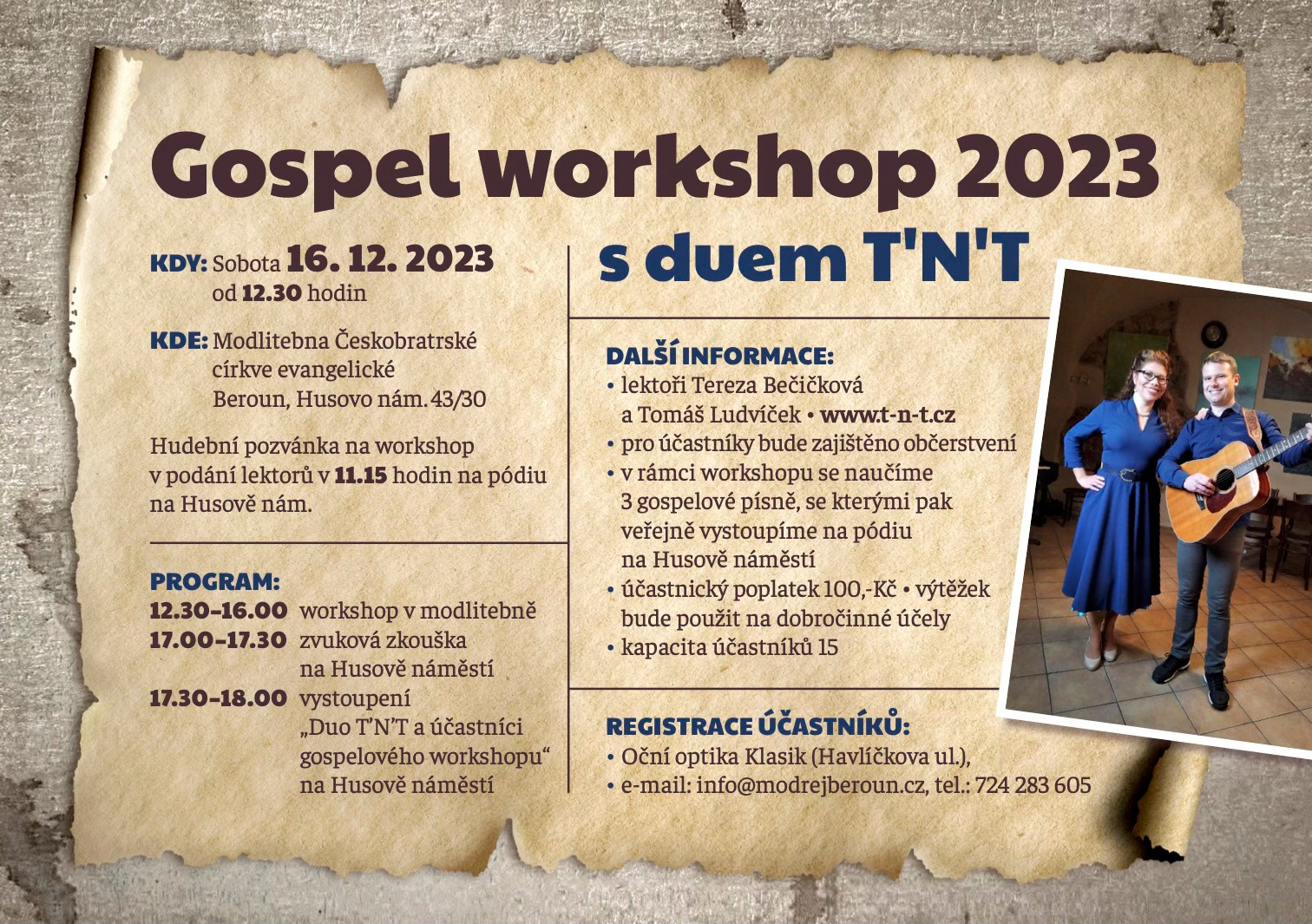 16. prosince 2023 (sobota) od 17.30h, Beroun - gospelový workshop
